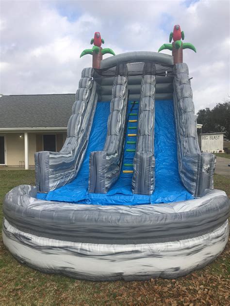 18ft Marble Grey Double Lanes Inflatable Water Slidewater Slides