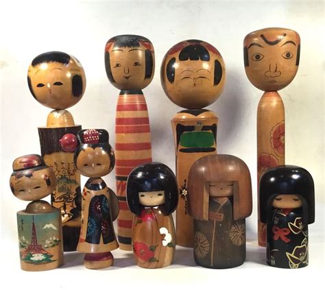 Doll Wood 9 Vintage Wood Kokeshi Dolls Japan Shōwa Catawiki