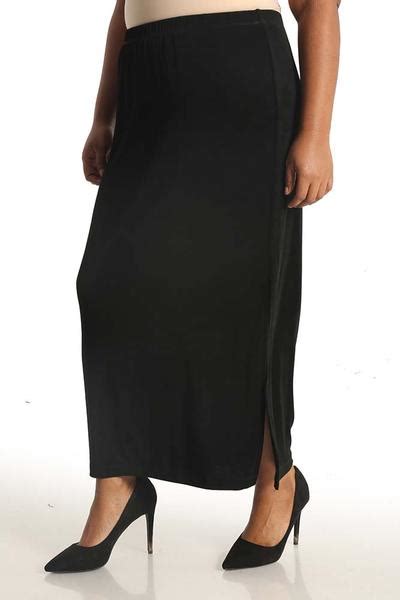 Vikki Vi Classic Black Side Slit Straight Maxi Skirt