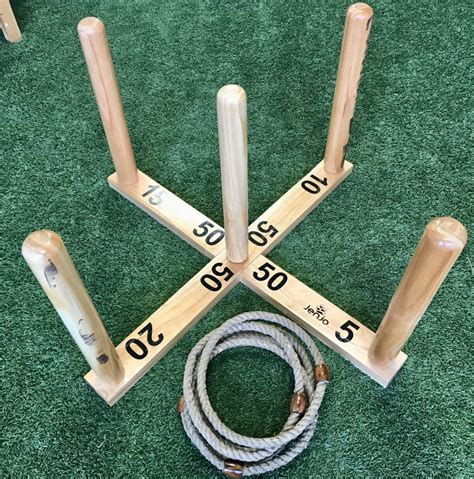 Mega Quoits Wooden Rope Ring Toss Outdoor Game Set 100cm Wide Including