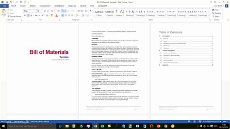 Bill Of Materials Template Free Of Bill Of Materials Template Ms Word