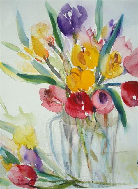 How To Paint Glowing Tulips In Watercolor Steps Watercolor Flower