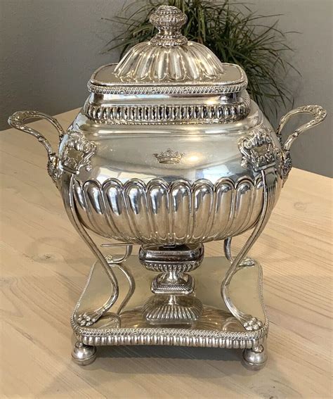 Antique Large England Georgian Sheffield Silver Tea Pot Hot Wate