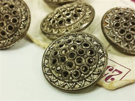 Mirrored Buttons From Le Chic Silver Metal Filigree Overlay Etsy