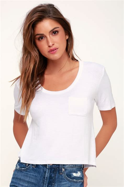 Rhythm My Tee White T Shirt Pocket T Shirt Basic White Tee Lulus