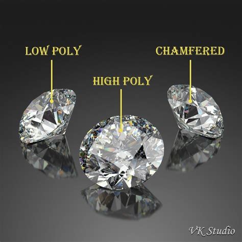 3d Model Round Diamond Brilliant Faceting Ideal Cut Vr Ar Low Poly