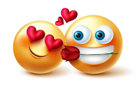 Emoji Couple Valentine Vector Design Emojis 3d Lovers Concept With