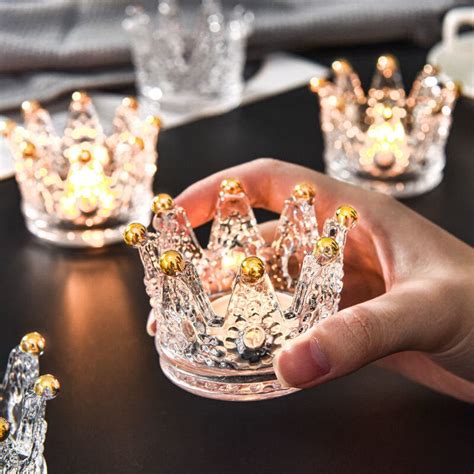 zk30 glass crystal crown candle holder kitchen home decoration accessories romantic candlestick