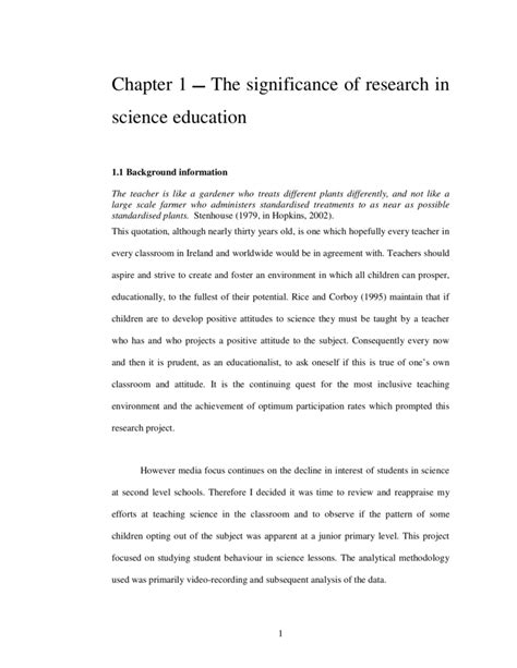 Chapter 1 The Significance Of Research In Science Education