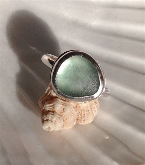 Handmade Sterling Silver And Sea Glass Ring Pale Aqua Etsy Handmade Sterling Silver Sea
