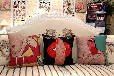 Sex Women Home Decor Cushion Hand Drawn Style Home Cotton Linen Pillow Sofa Cushions Decorative