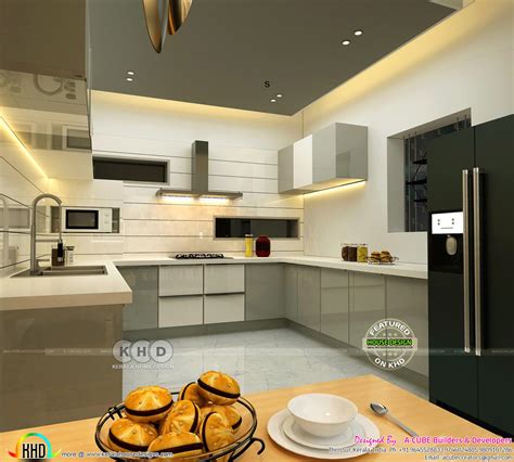 Open Kitchen And Dining Interior Kerala Home Design And Floor Plans