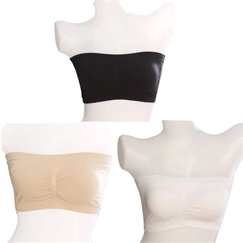 buy hot sale sexy women strapless chest wrap boob tube top padded bandeau