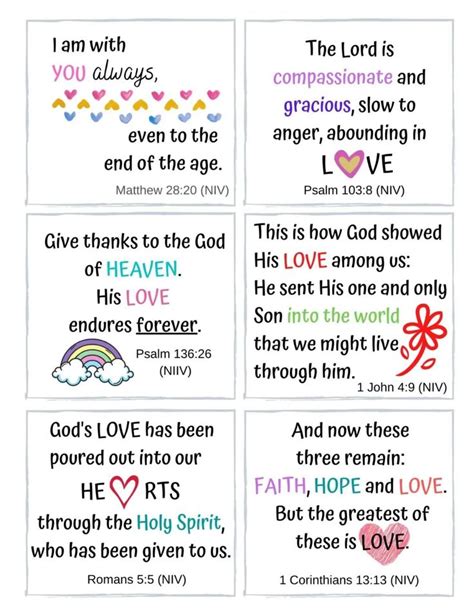 12 Short Bible Verses For Kids On Gods Love Free Cards A Heart To