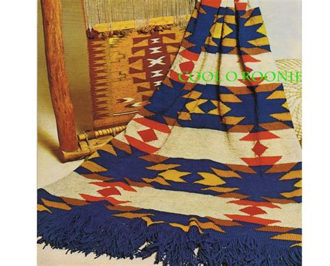 Navajo Blanket Afghan Knitting Pattern Vintage 70s Etsy