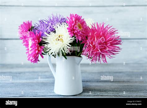 Colorful Asters In A Vase Flowers Close Up Stock Photo Alamy