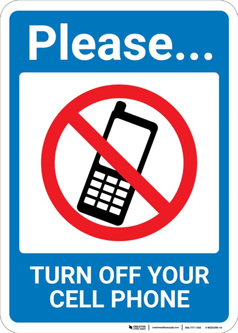 Please Turn Off Cell Phone With Icon Portrait Wall Sign Creative