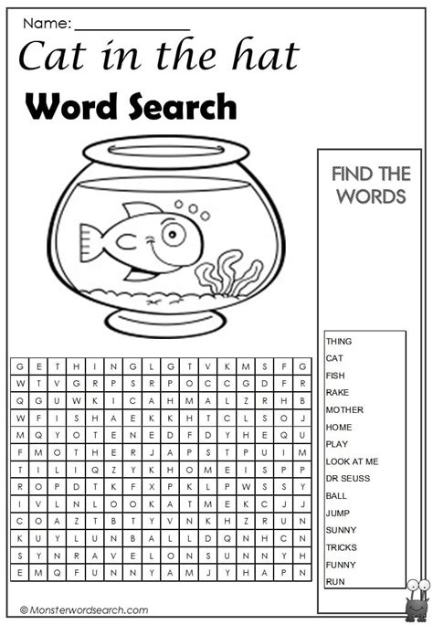 Cat In The Hat Word Search Printable