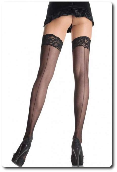 Leg Avenue Sheer Black Stockings And Seam 1101 £6 10 Black Lace Tops Thigh High Stockings