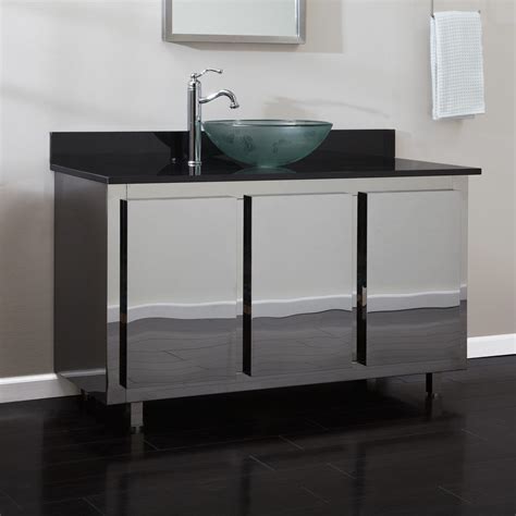 To keep your bathroom clutter free, a cabinet can be an ideal storage solution. 48" Landen Stainless Steel Vessel Sink Vanity - Bathroom ...