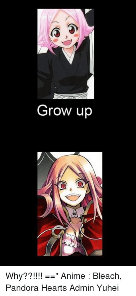 Grow Up Why Anime Bleach Pandora Hearts Admin Yuhei Growing Up Meme On Meme