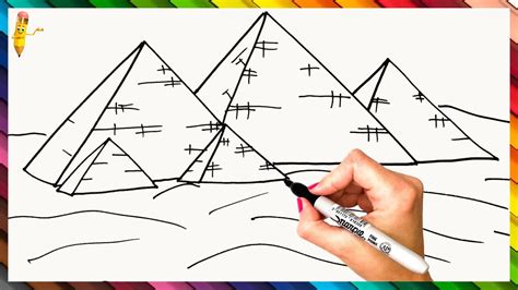 How To Draw A Pyramid Step By Step Pyramid Drawing Easy Youtube