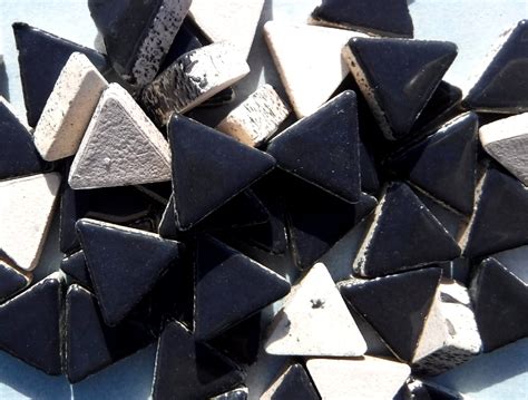Black Mini Triangle Tiles 50g Ceramic 15mm