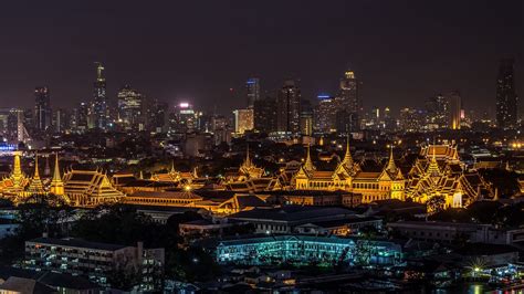 Download Wallpaper 1920x1080 Night City Palace City Lights Bangkok