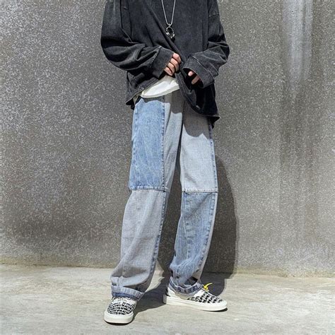 2020 Winter Mens Hip Hop Wide Leg Pants Baggy Homme Cargo Pocket Jeans
