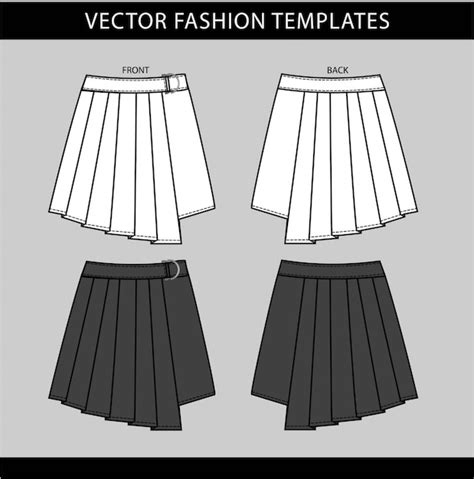 Premium Vector Pleated Mini Skirt Fashion Flat Sketch Template