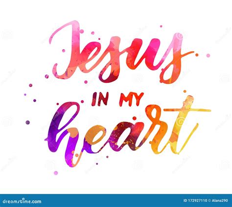 Jesus In My Heart Lettering Vector Illustration