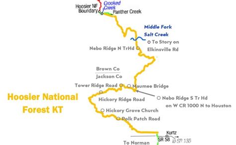 Hoosier National Forest Section Map Knobstone Hiking Trail Association