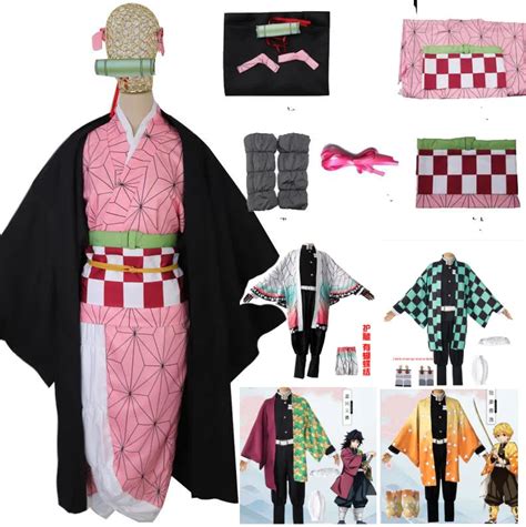 Full Set Demon Slayer Kimetsu No Yaiba Kamado Nezuko Cosplay Costume
