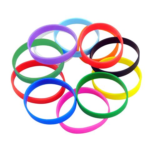 12 Pcs Silicone Bracelets Blank Adult Rubber Wristbands Mixed Colors