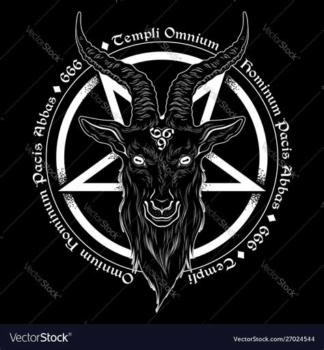 Baphomet Demon Goat Head Hand Drawn Royalty Free Vector
