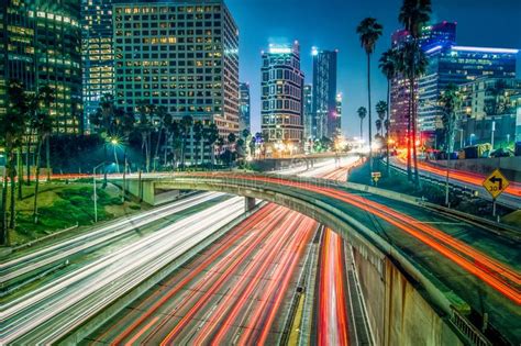 Centro De La Ciudad De La Ciudad De Los Angeles California En La Noche