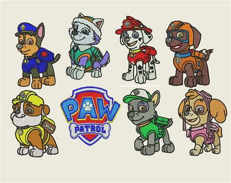 Paw Patrol Embroidery Design Set Of 7 Paw Patrol Logo Instant