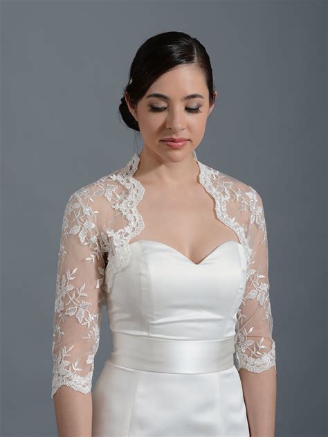 ivory  sleeve bridal embroidered lace wedding jacket