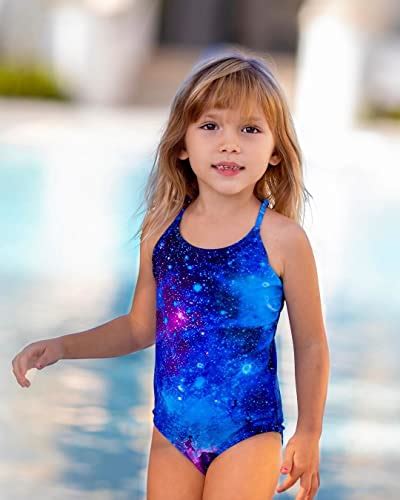 Aideaone Primary School Girls One Piece Swimsuit Funny Starry Sky