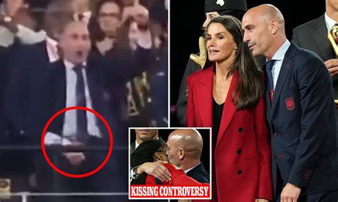 Spanish Football Boss Caught Grabbing His Crotch Next To Queen And Her