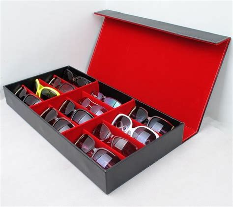 Pu Leather Portable Box Travel Sunglasses Glasses Display Grid Storage Case Box Satchel