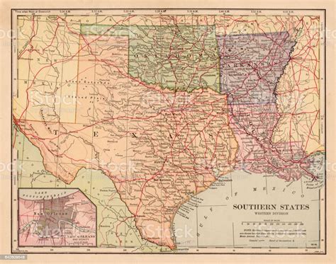 Southern States Map 1898 Stock Illustration Download Image Now
