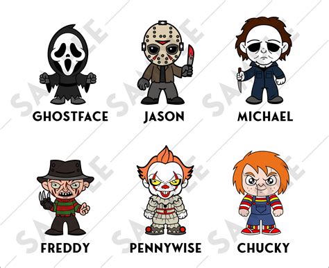 Halloween Horror Movie Killers Chibi Characters Scream Etsy