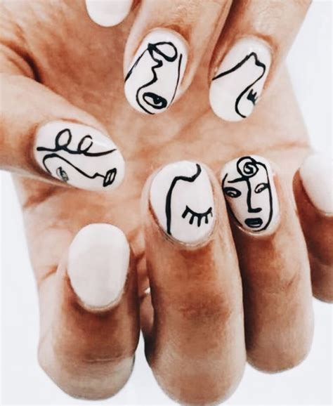 Abstract Face Nail Art Design