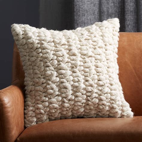 tillie white wool modern throw pillow with feather down insert 20 reviews cb2