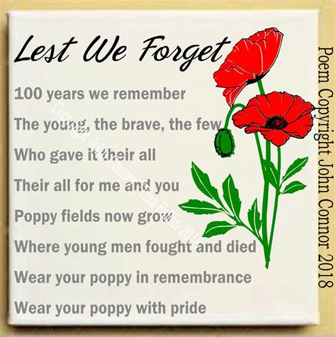 Lest We Forget By John Connor Remembrance Day Poppy Day Armistice Day