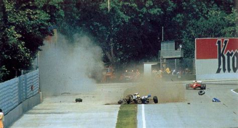 The Fatal Crash Of Ayrton Senna At Tamburello At San Marino Gp 1994
