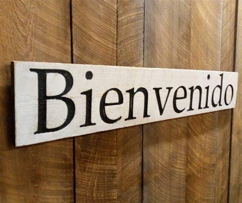 Bienvenido Sign Carved In A 48x8 Solid Wood Sign Etsy Custom Carved