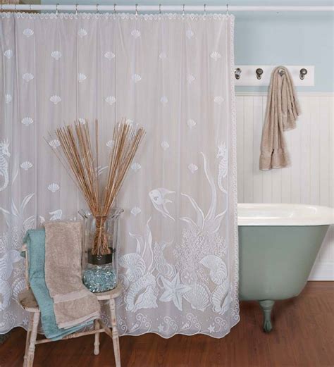 Usa Made Seascape Lace Shower Curtain Plow And Hearth