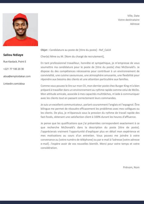 Exemple de Lettre de Motivation McDo [Téléchargement Gratuit]